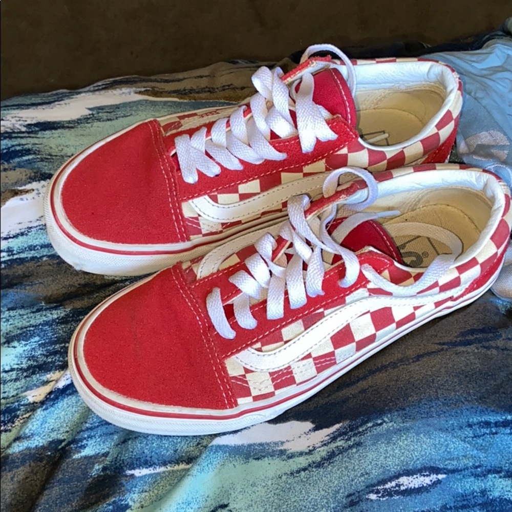 Red Vans Old Skool Checkboard